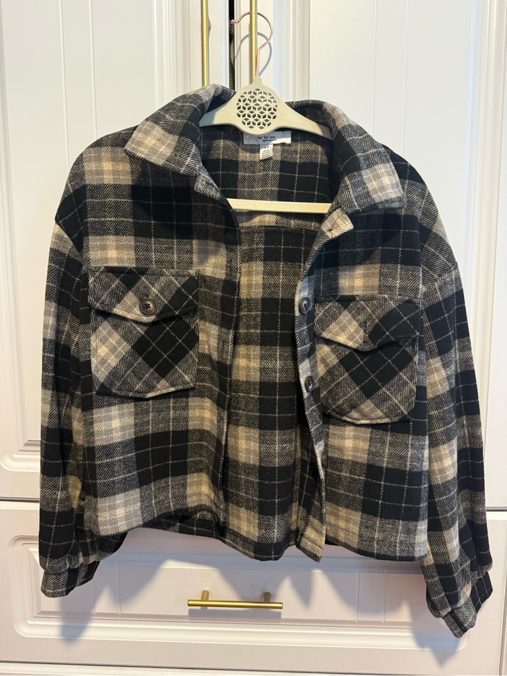Black & Cream Plaid Lightweight Shacket